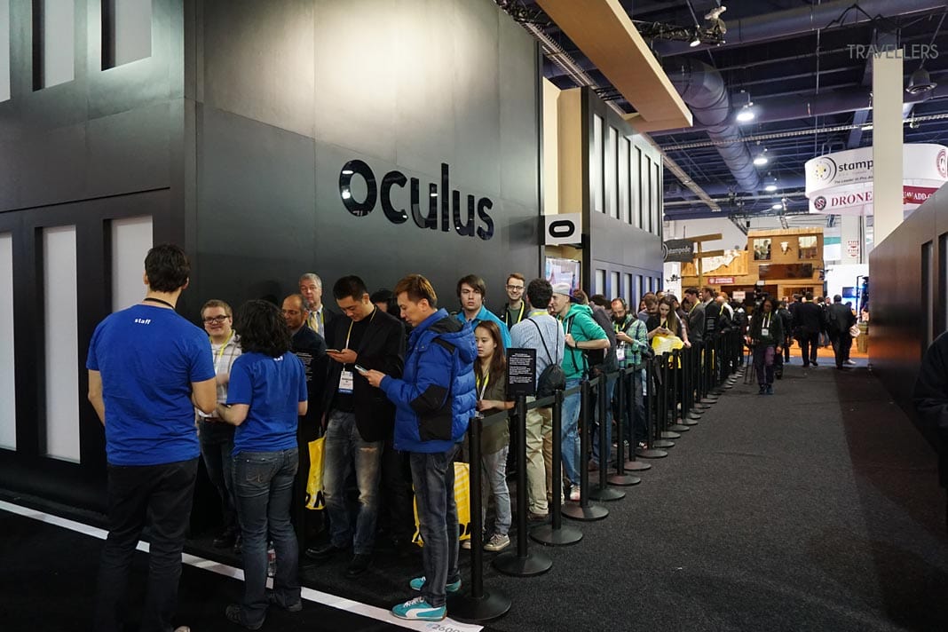 Warteschlange am Stand von Oculus